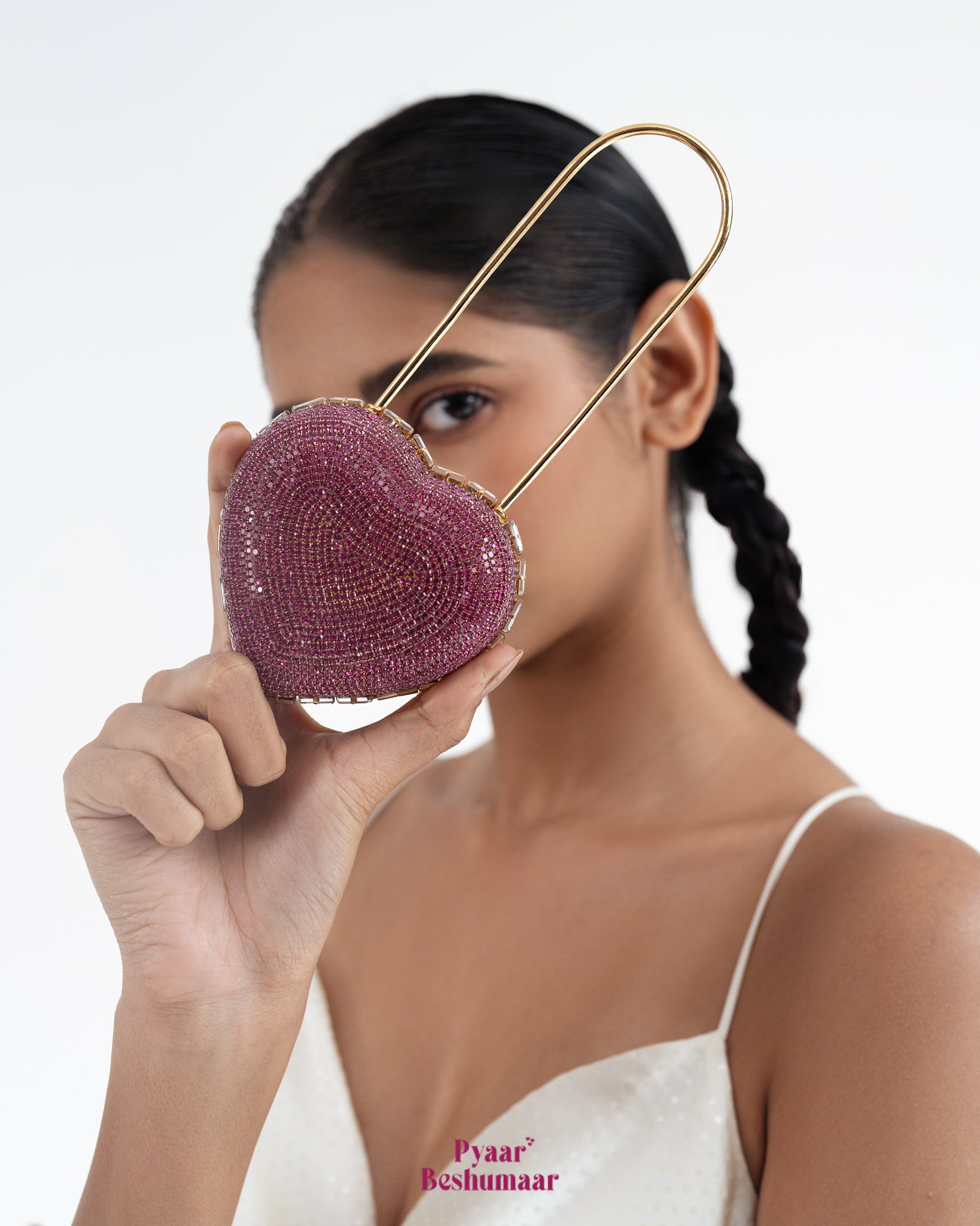 Heart Lock Nano Bag in Hot Pink