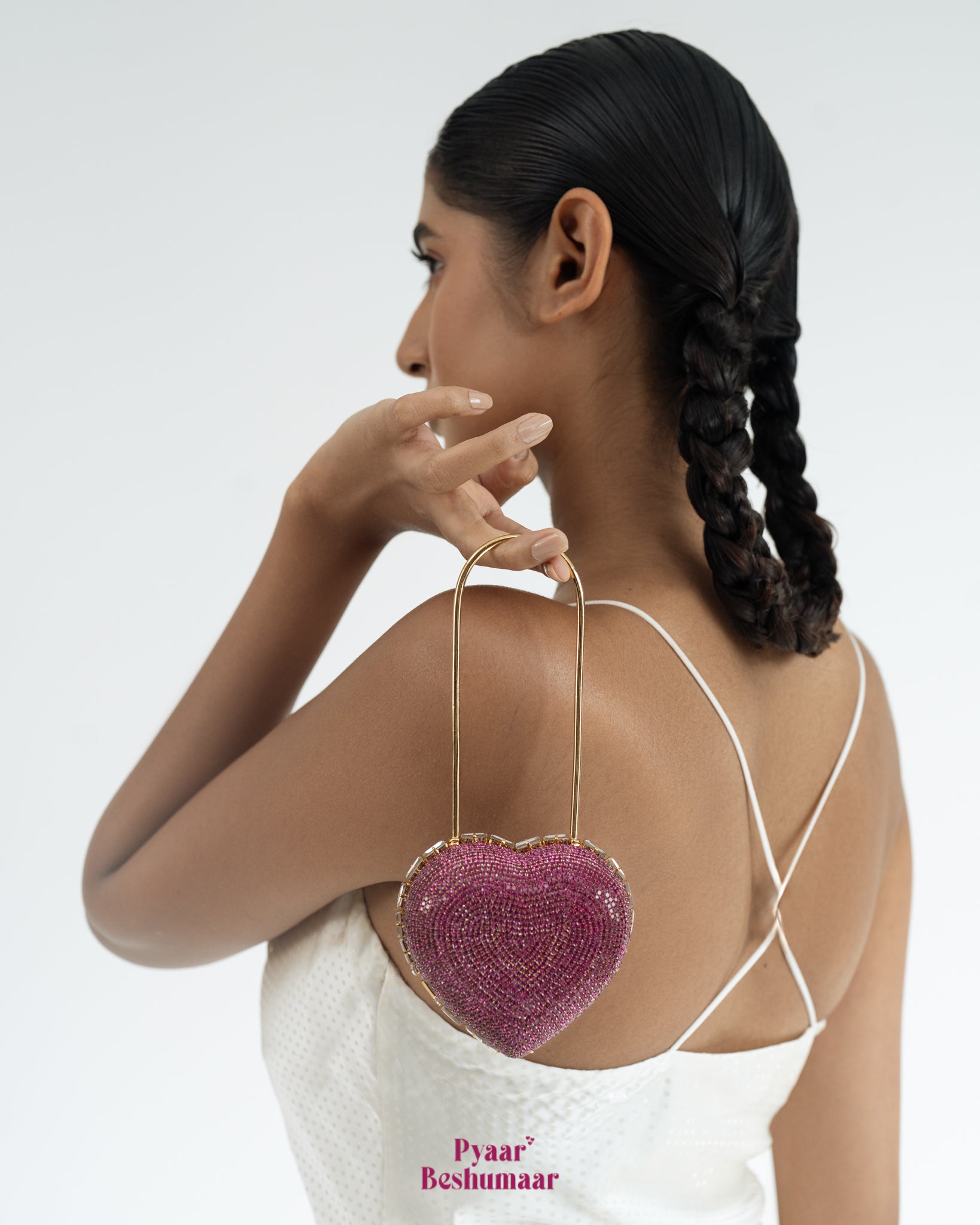 Heart Lock Nano Bag in Hot Pink