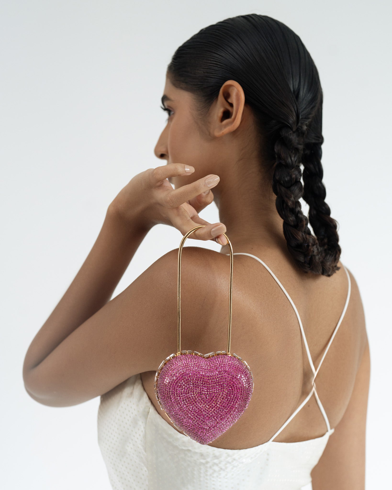 Heart Lock Nano Bag in Hot Pink