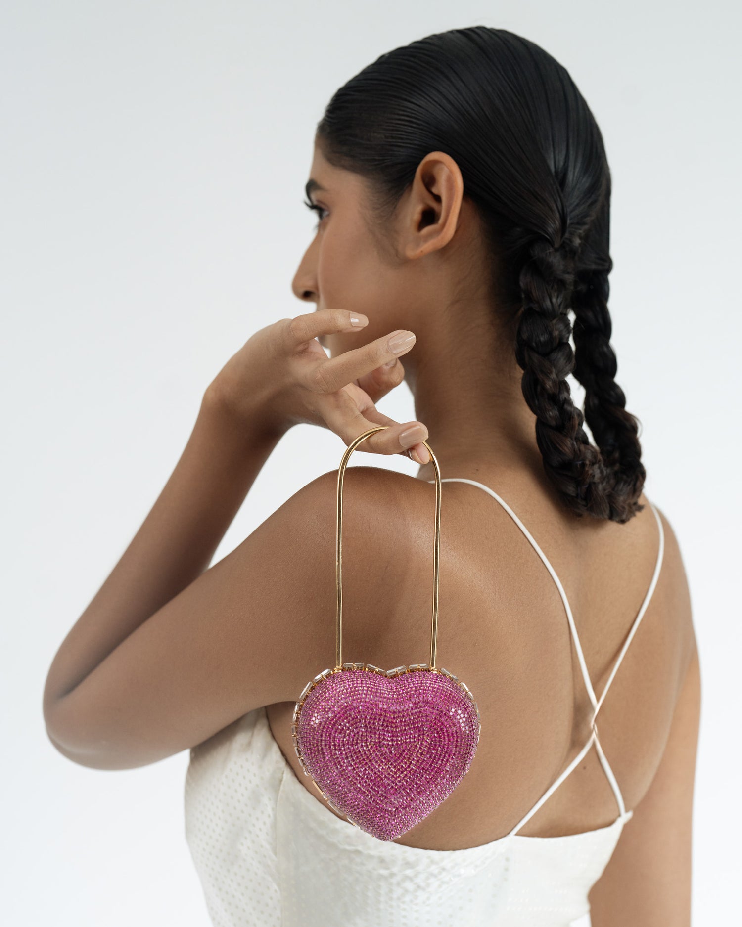 Heart Lock Nano Bag in Hot Pink