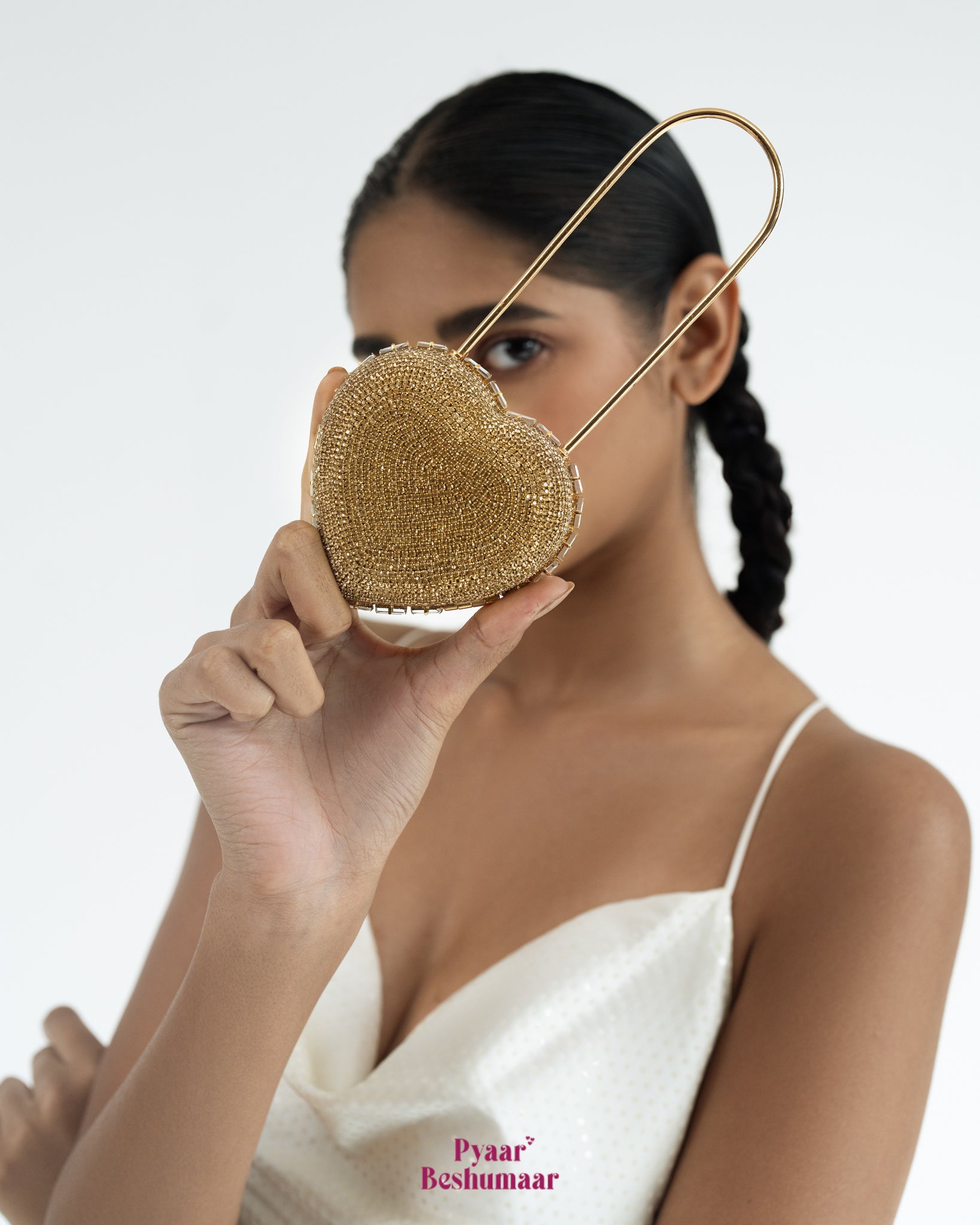 Heart Lock Nano Bag in Champagne Gold