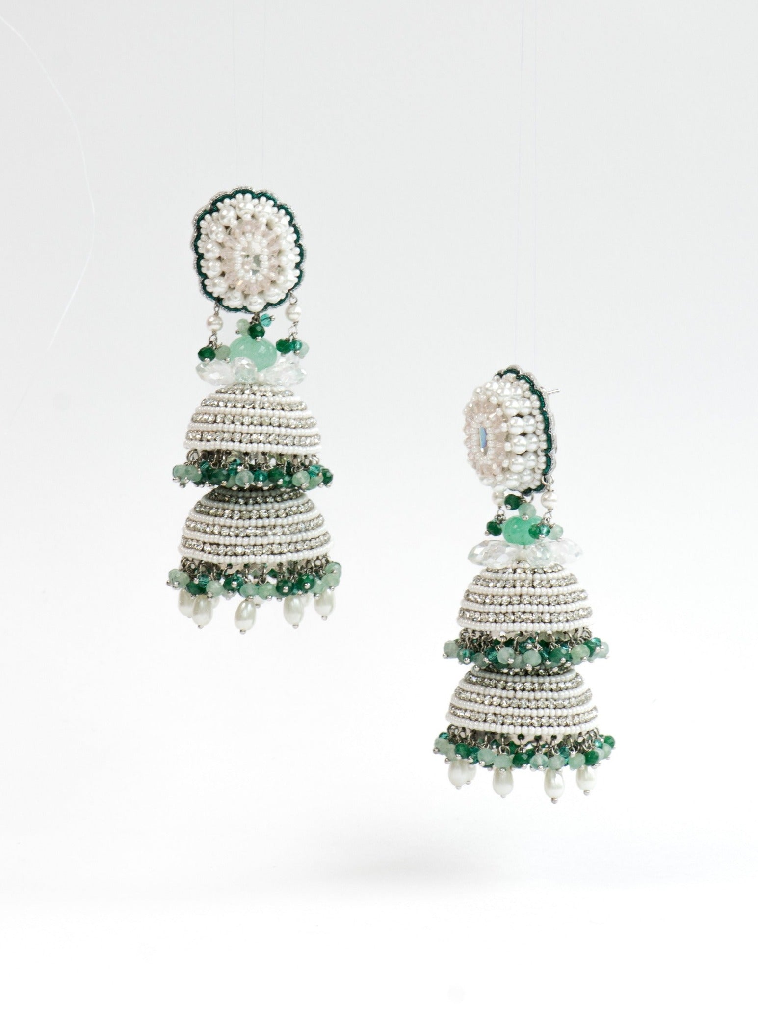 Amama,Trellis Layered Earrings In Green Onyx