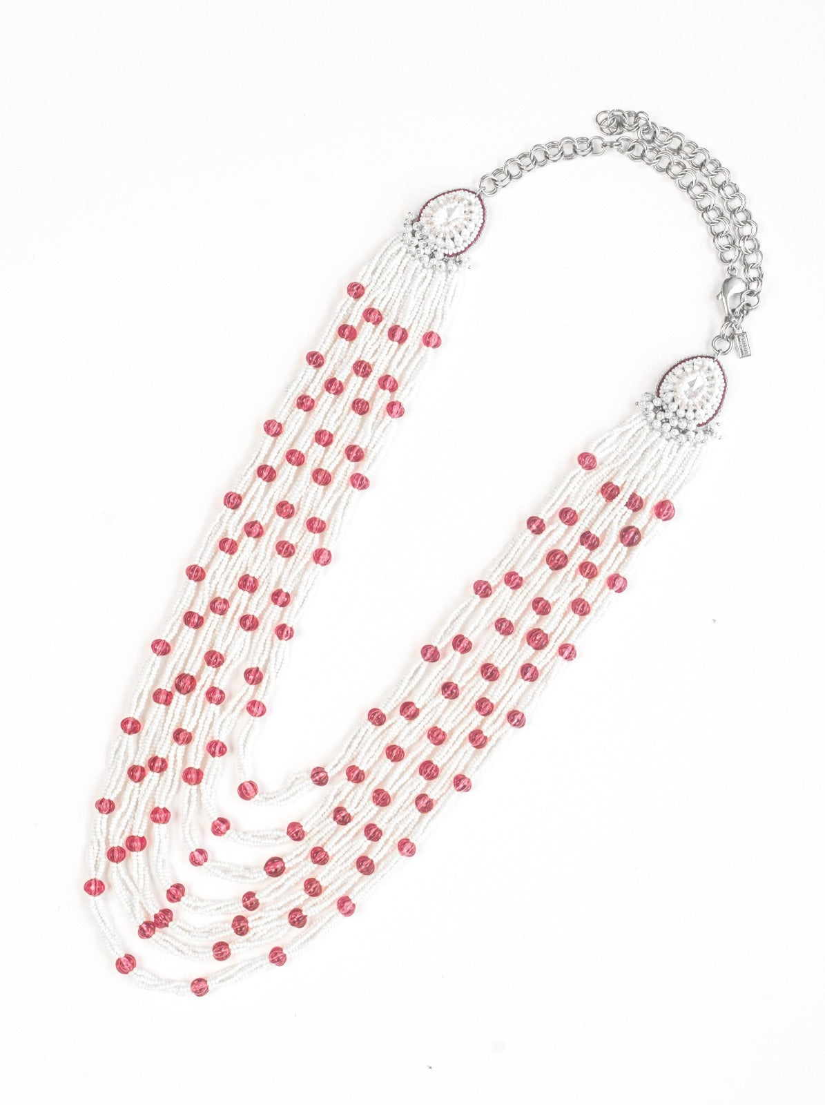 Amama,Conoidal Rose Layered Necklace In Pink Quartz