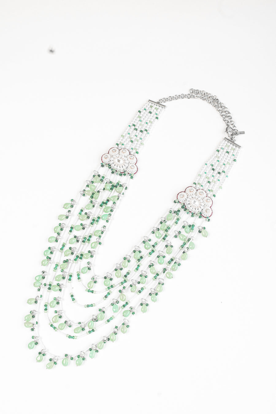 Charbagh Layered Necklace in Green Onyx