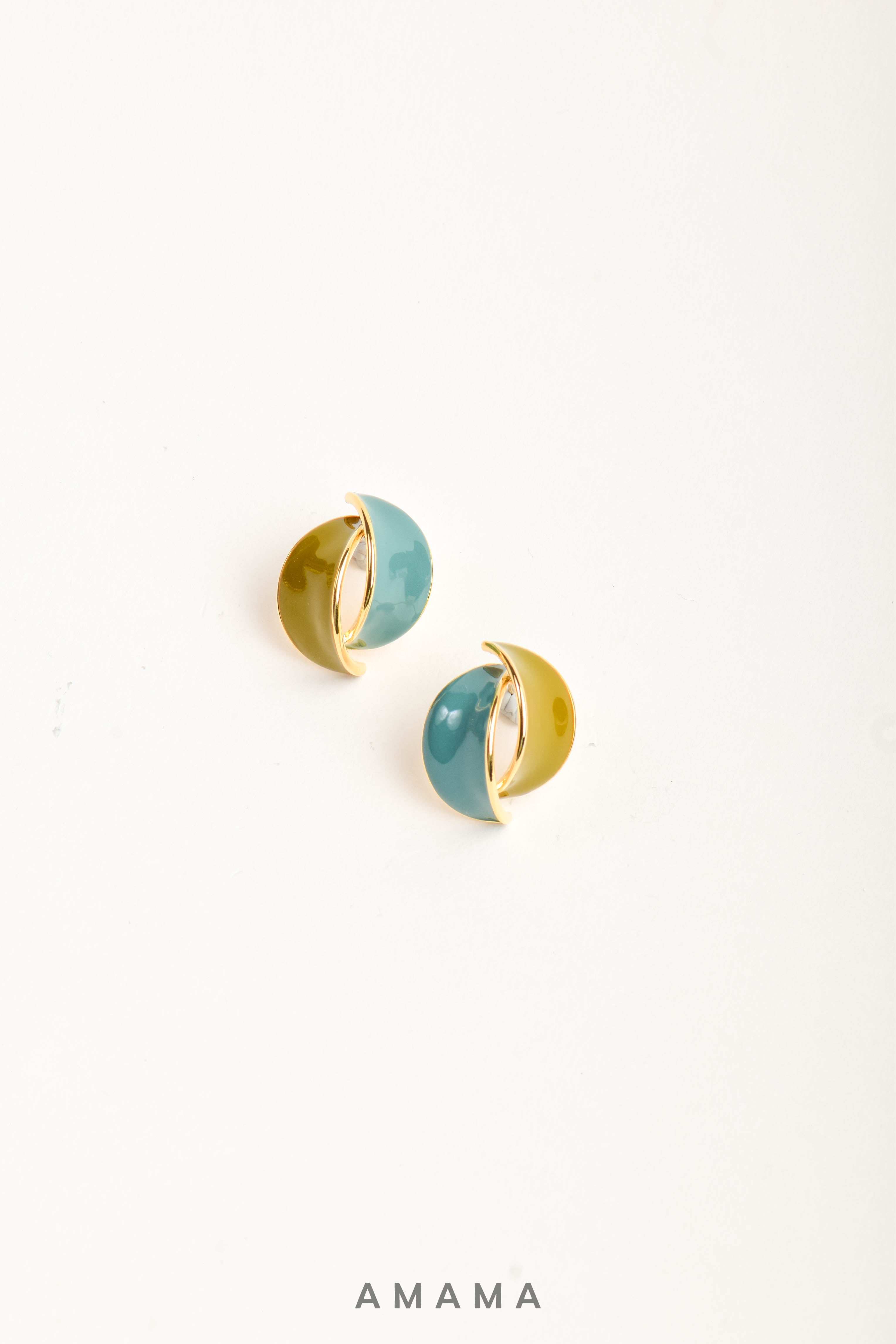 Amama,Aadhya Studs In Oilve And Blue
