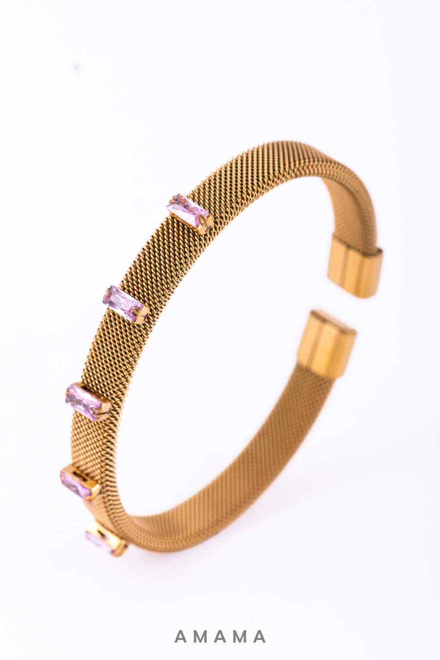 Golden Bangles with baby pink stones