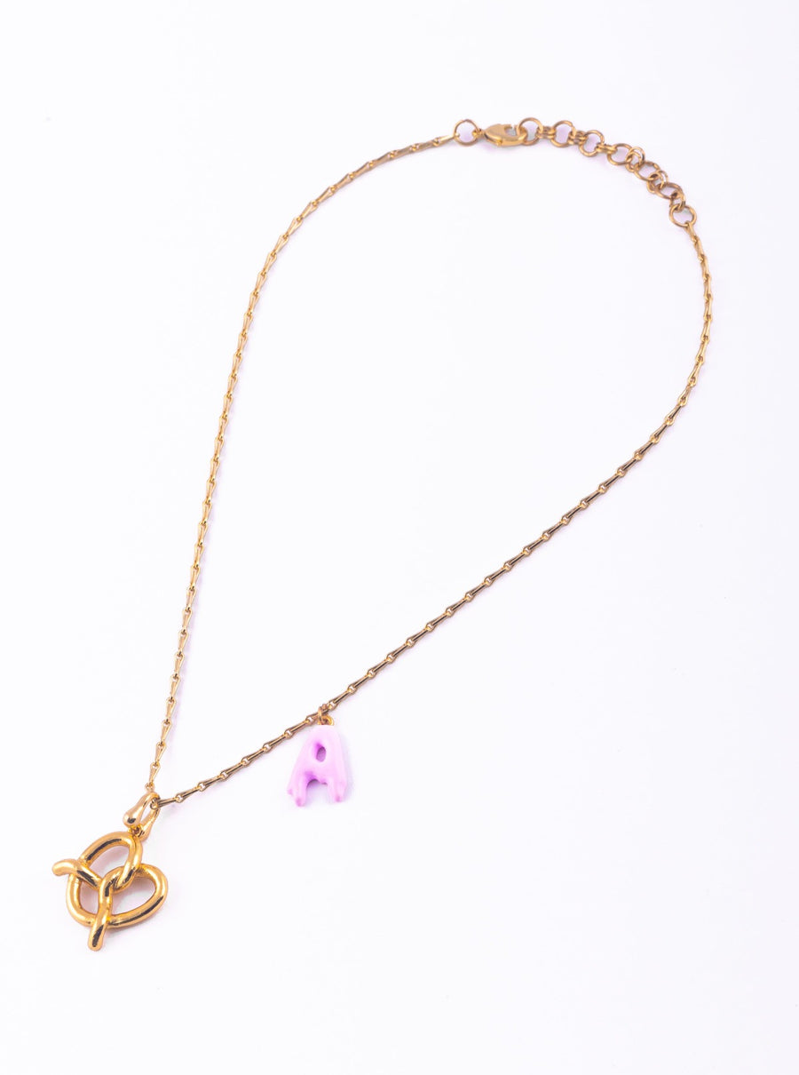 Pretzel Personalised Necklace In Bubblegum Pink