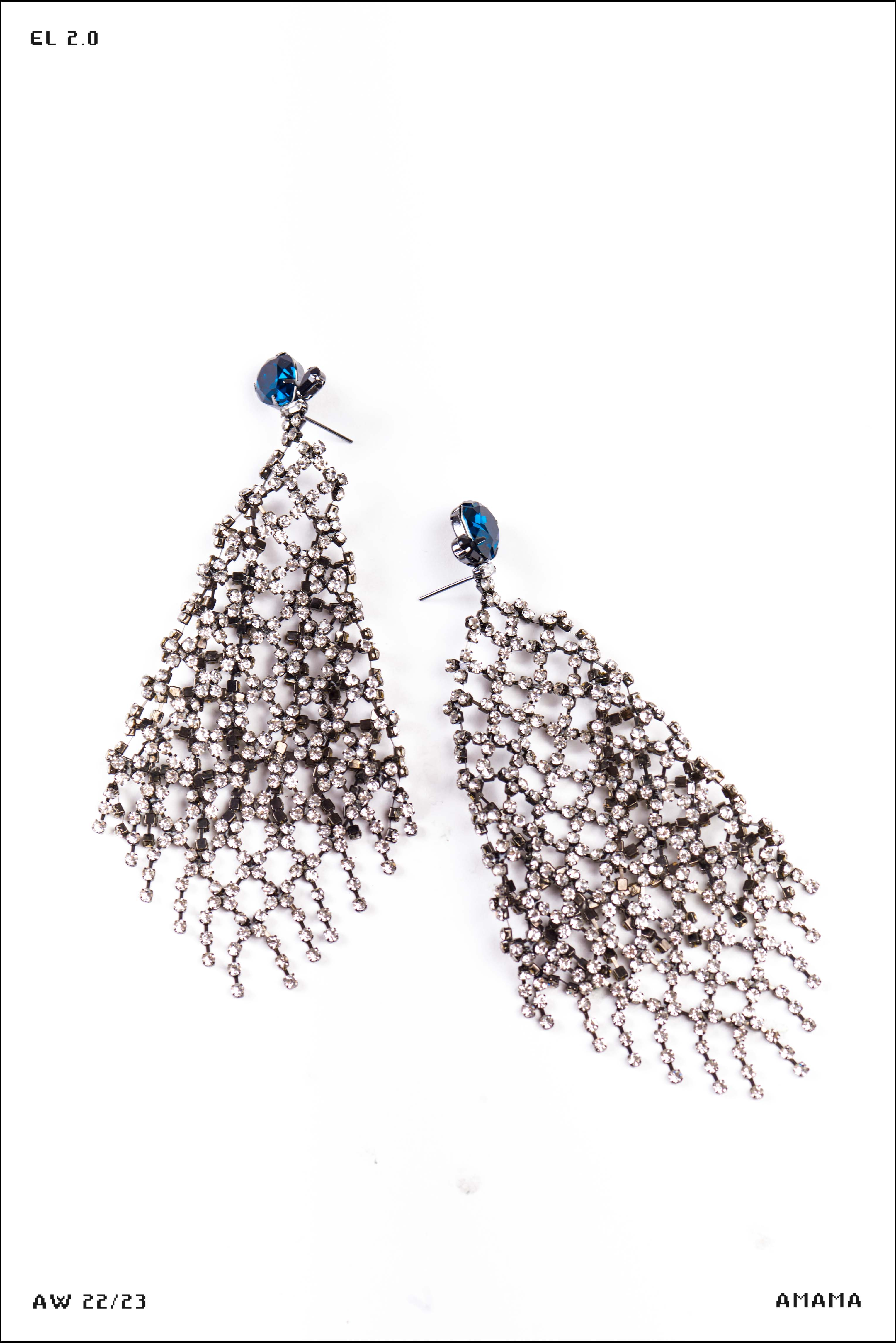Amama,Luna Plaided Chandelier Earrings In Sparkling White
