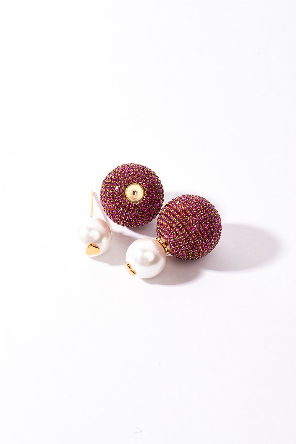 Amama,Mini Meteor Earrings In Ruby Red
