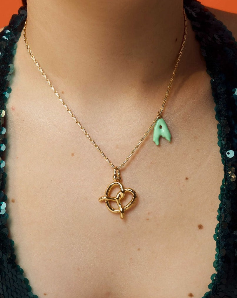 Pretzel Personalised Necklace Pastel Mint