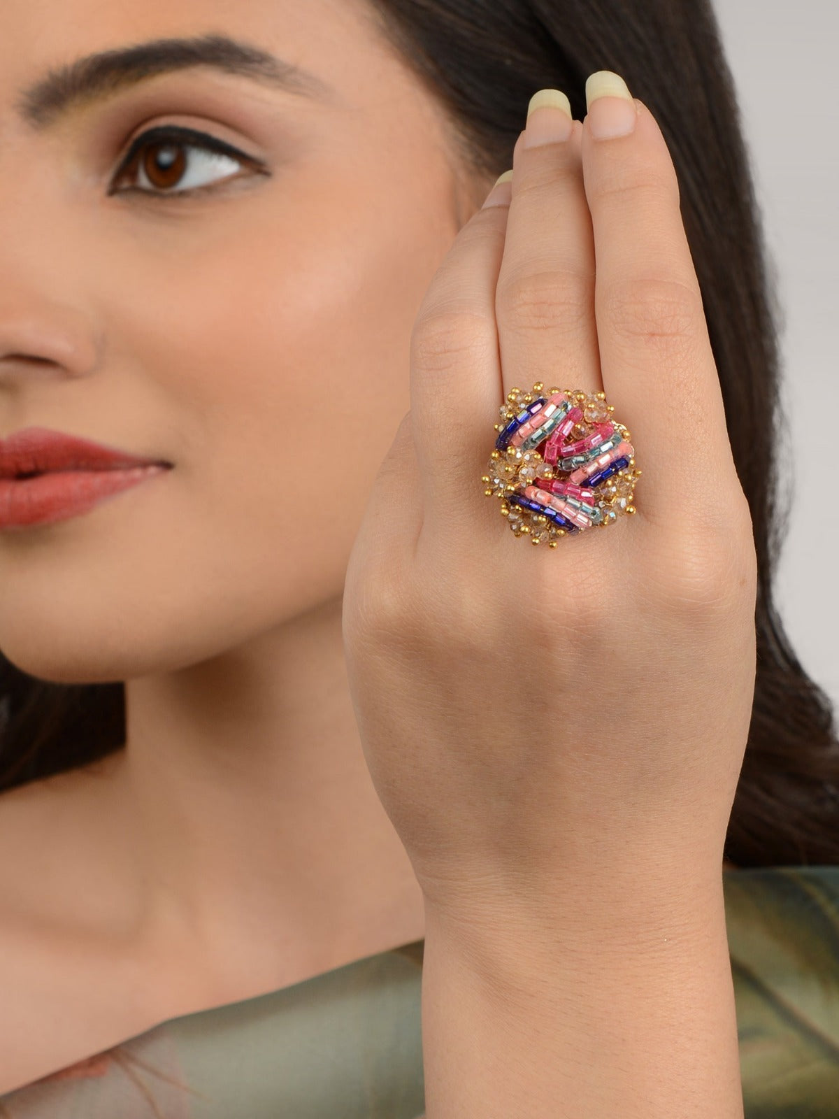 Amama,Mimosa Bollywood Multicolour Ring