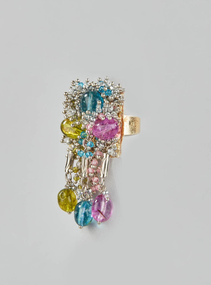 Azumina Coloured bead and Stone Finger Ring