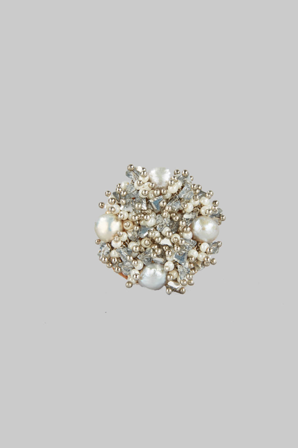 Amama,Marissa Silver Beaded Cluster Finger Ring