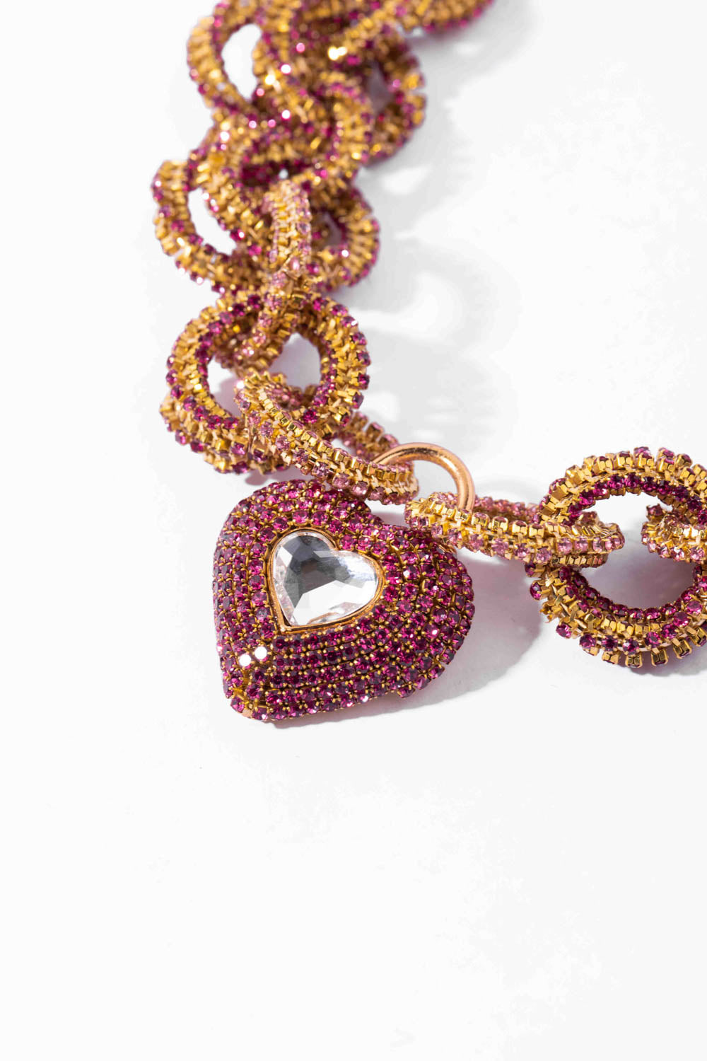 Amama,Heart Lock Necklace In Hot Pink