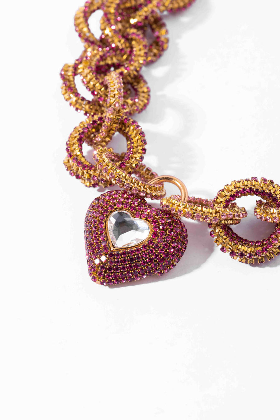 Heart Lock Necklace In Hot Pink Amama