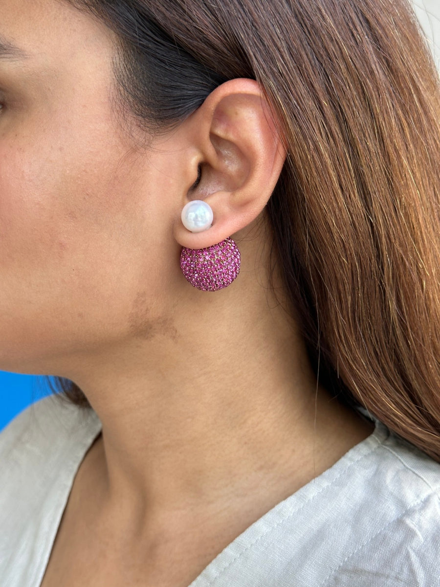 Nano Meteor Earrings in Hot Pink