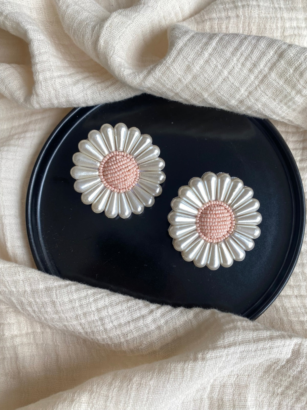 Amama,Mini Pink Sunflower Earrings