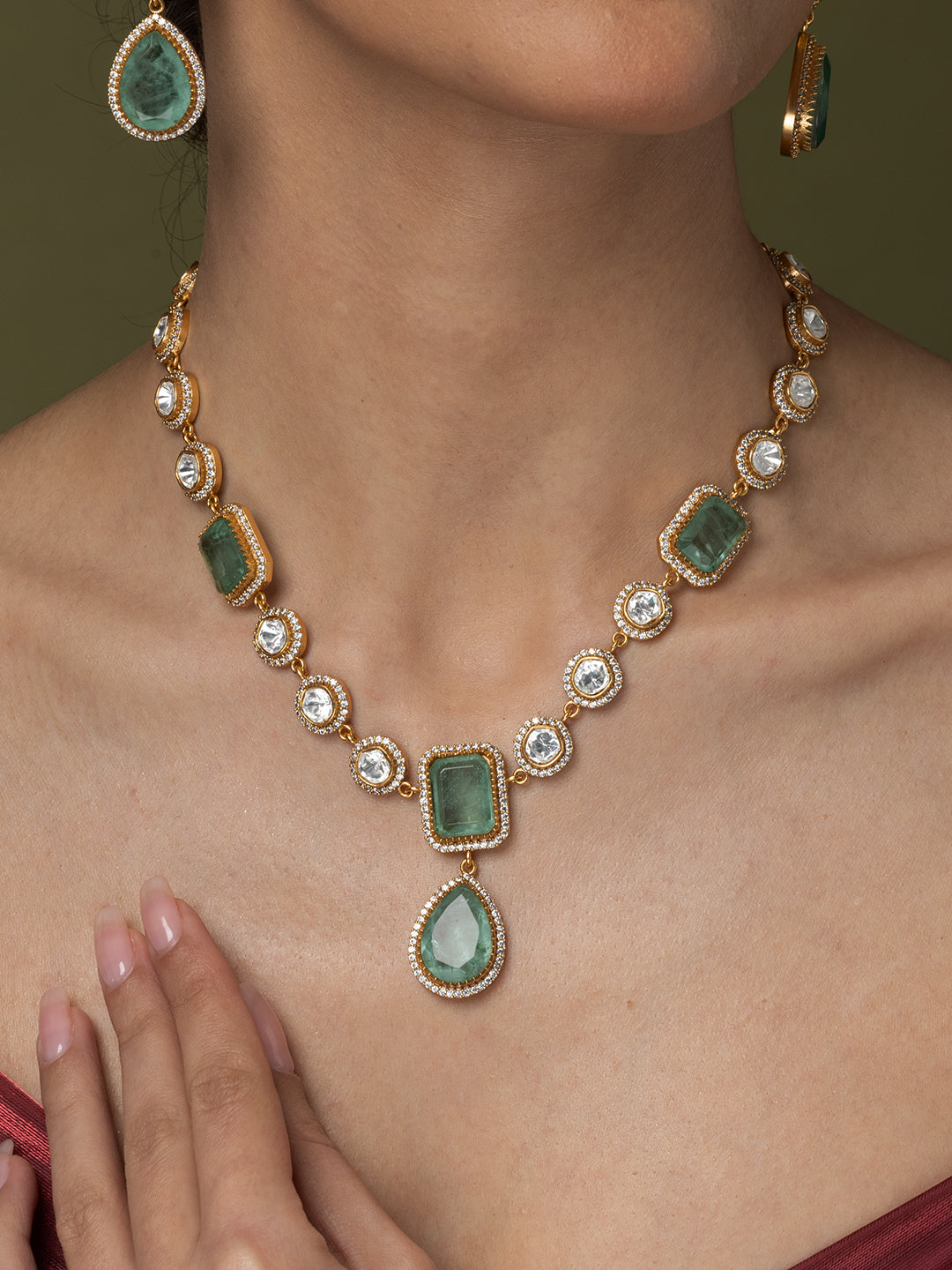 Regal Oasis Droplet Long Necklace Set