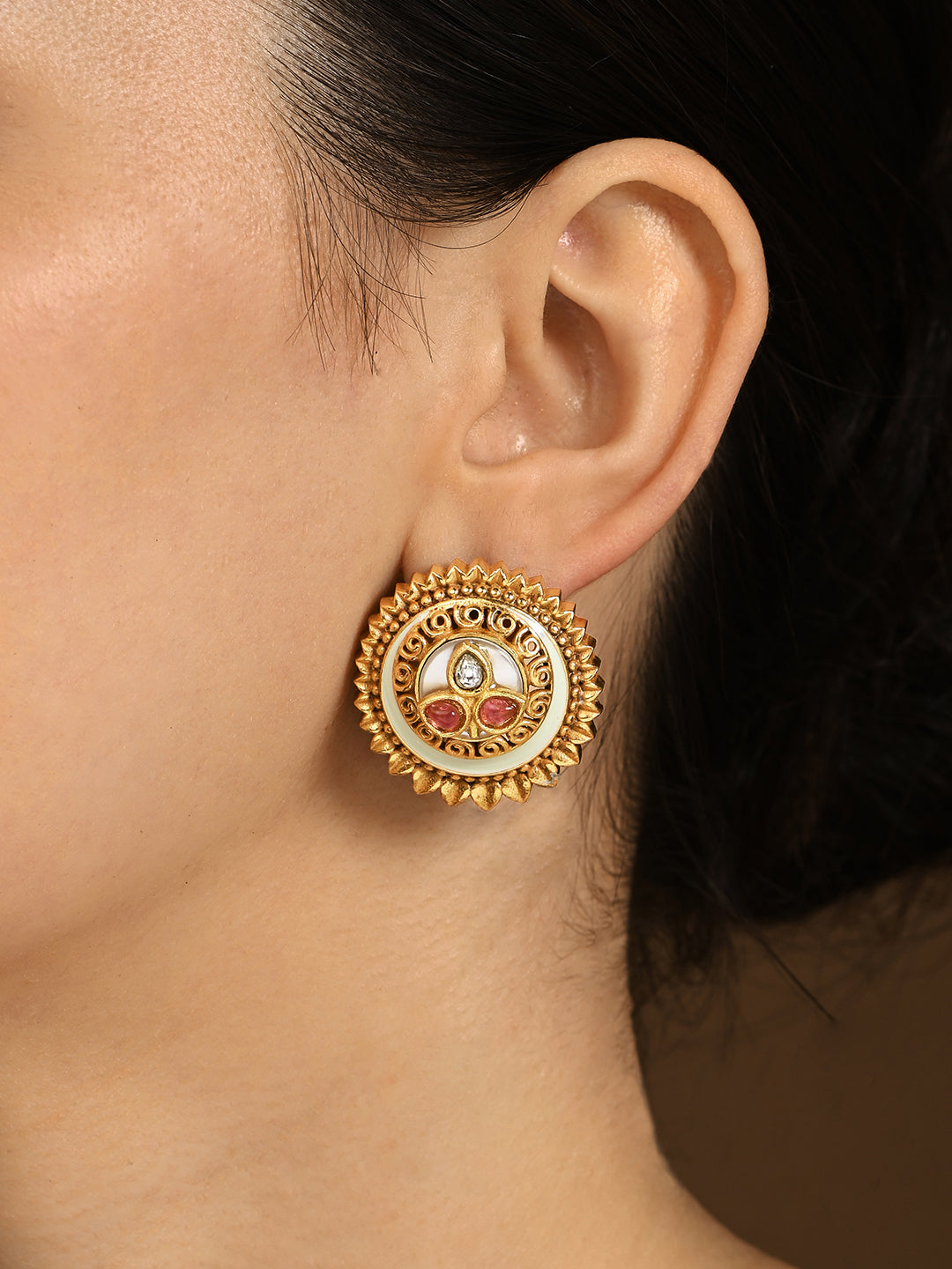 Amama,Masterpiece Polki Stud Earrings