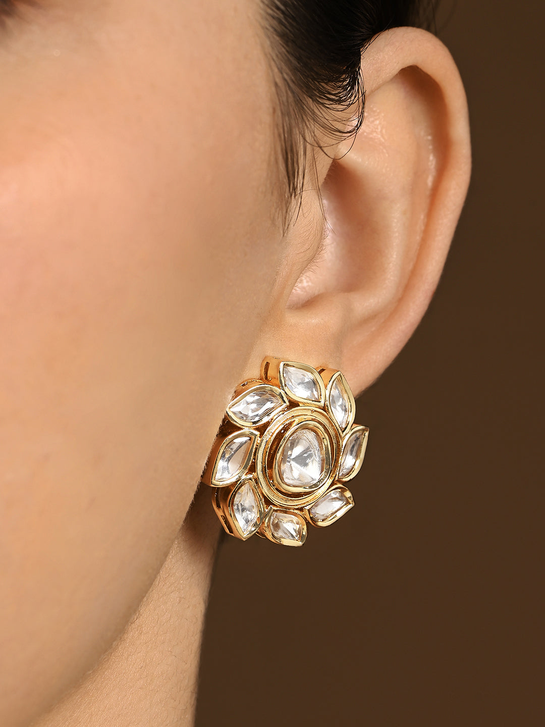 Amama,Starry Polki Stud Earrings