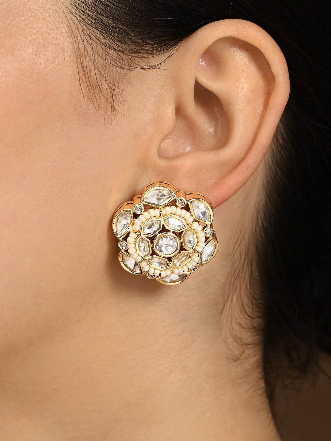 Amama,Shimmery Polki Stud Earrings