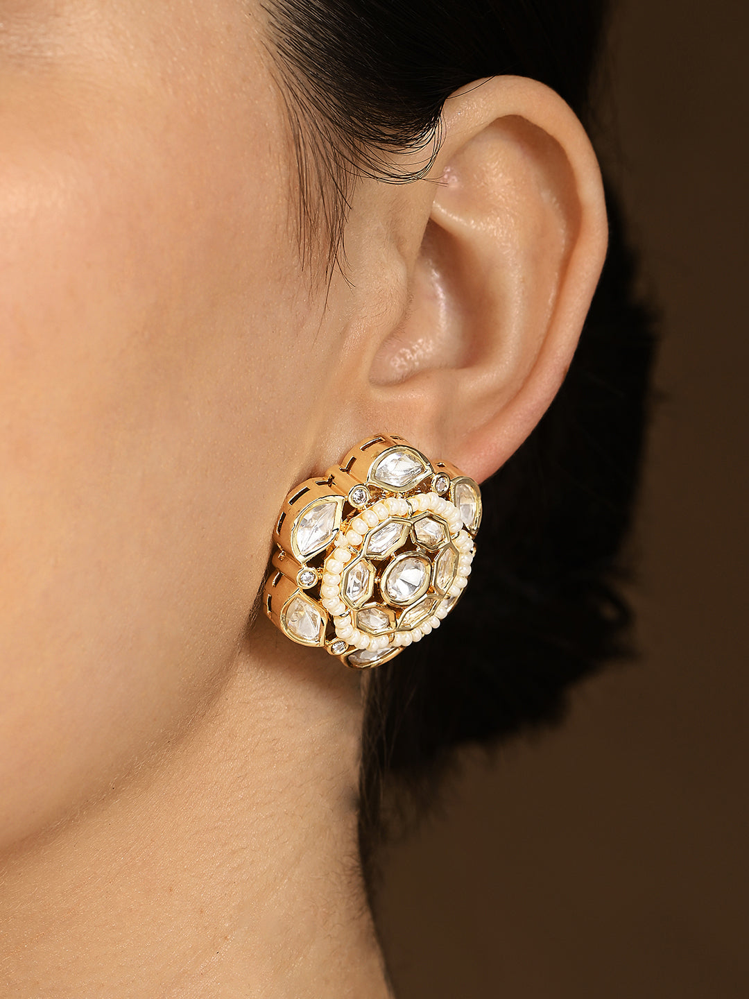Amama,Shimmery Polki Stud Earrings