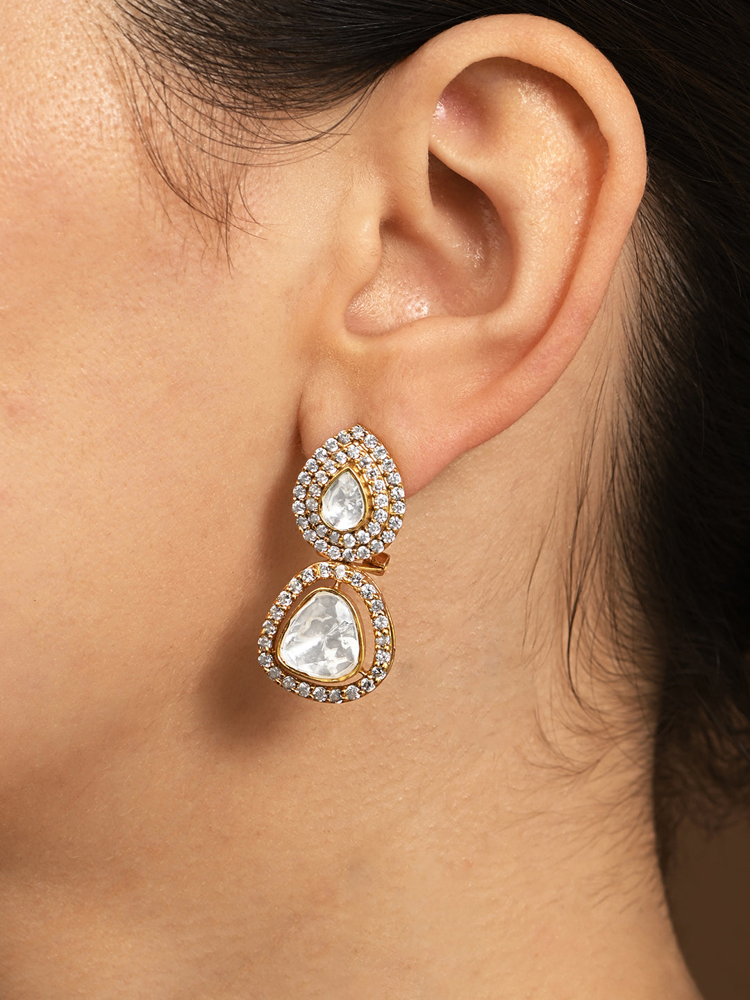 Amama,Sparkling Polki Stud Earrings