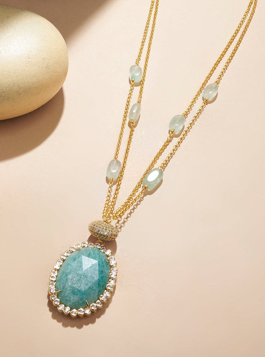 Amama,Dazzling Green Agate Necklace