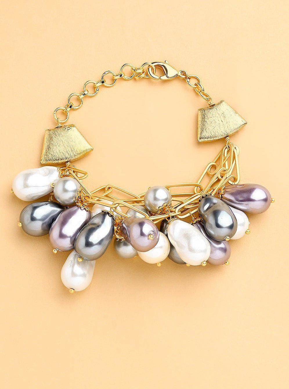 Amama,Pearl Charms Chain Bracelet
