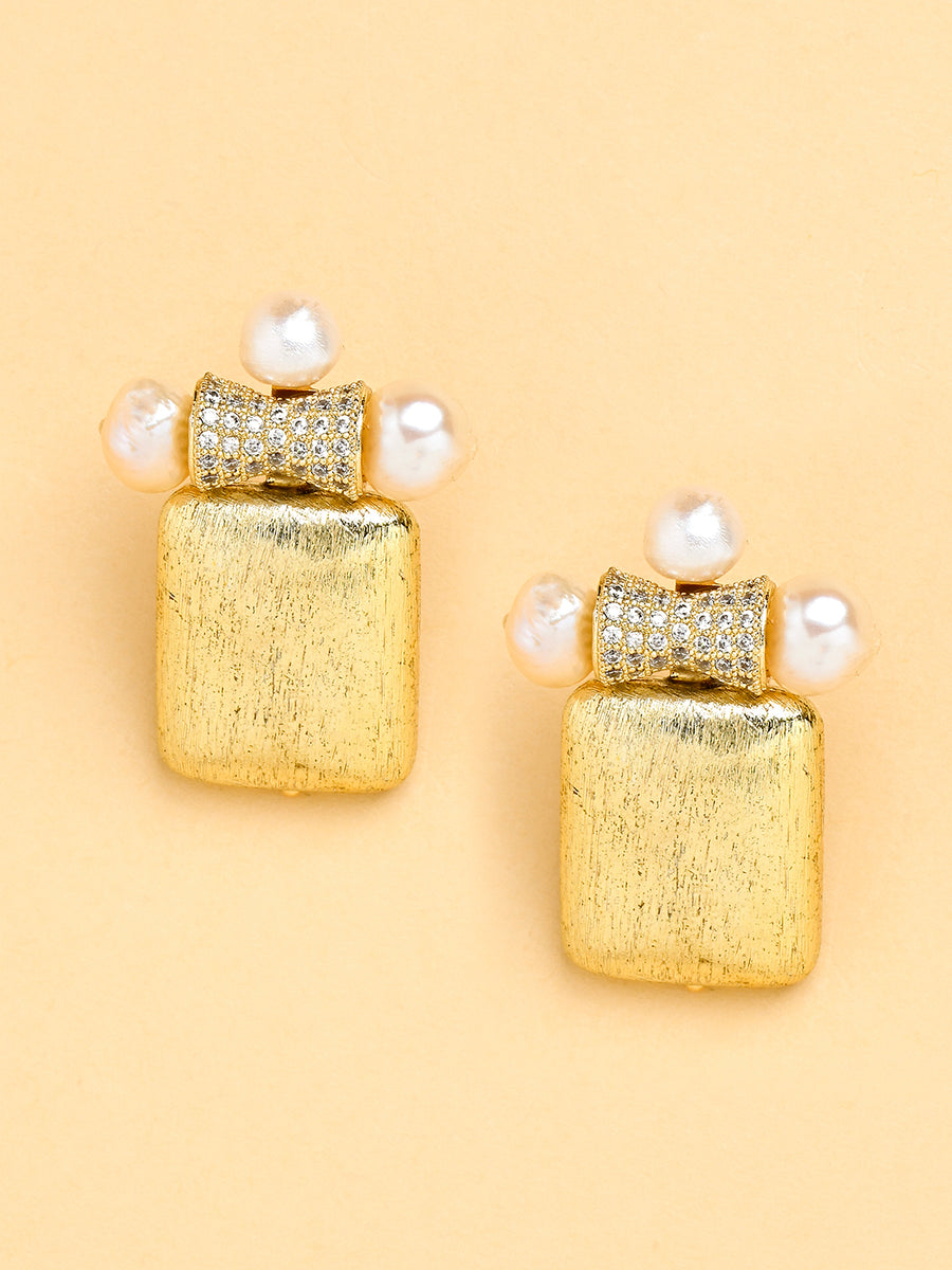 Golden Cube Stud Earrings