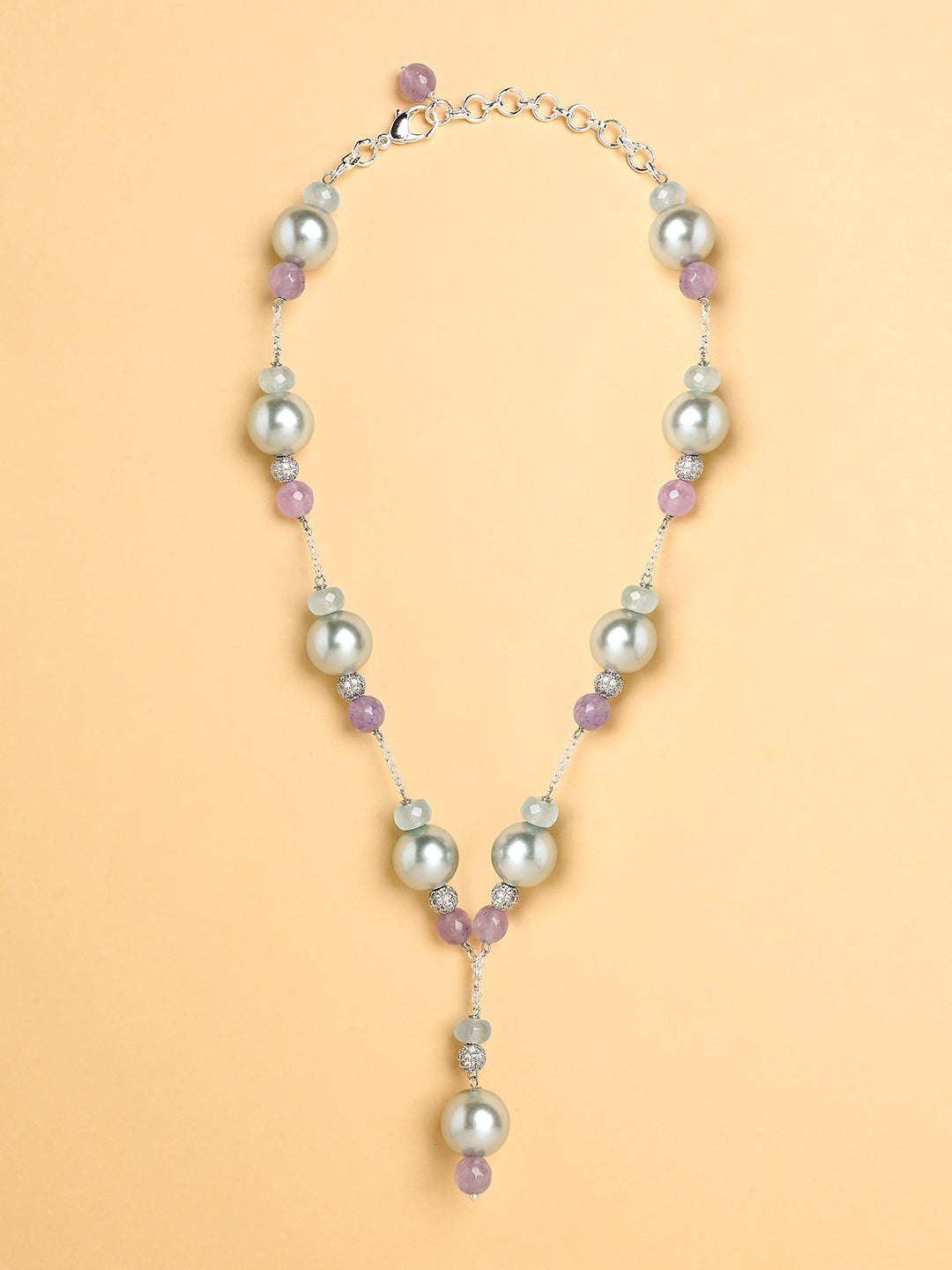 Amama,Sky Pearl Lariat Necklace