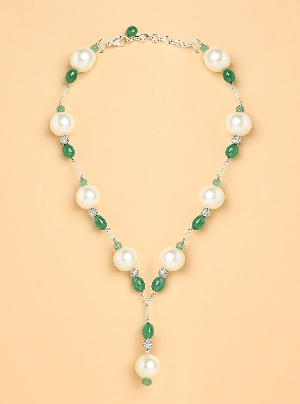 Amama,Garden Pearl Lariat Necklace