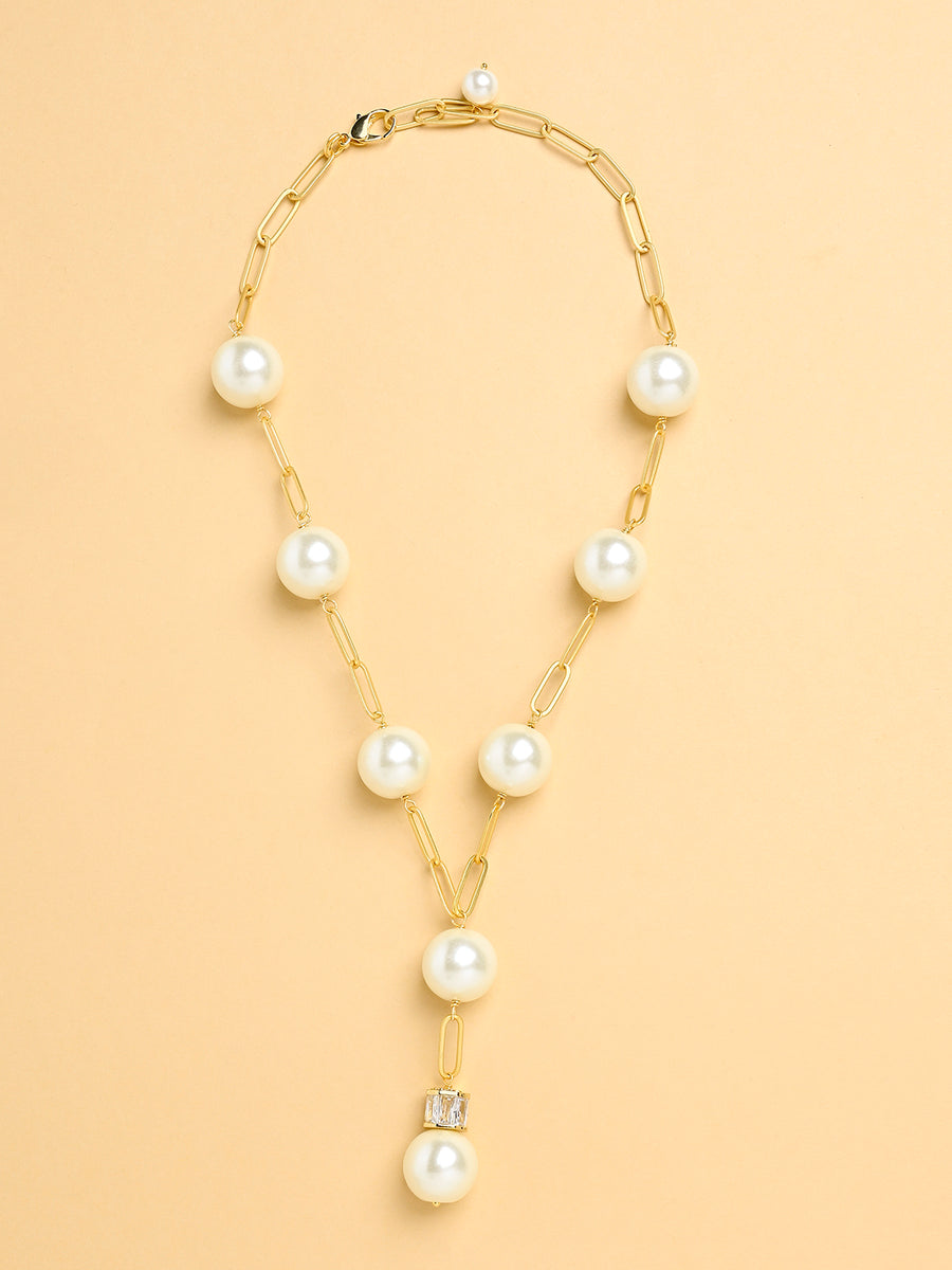 Cloud Pearl Lariat Necklace