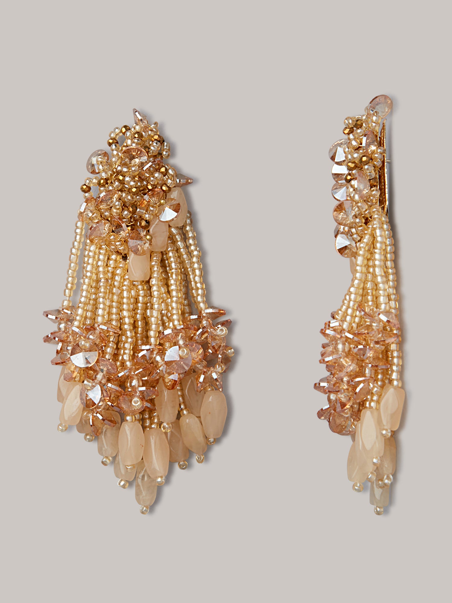 Amama,Versatie Golden Shining Crystal Long Earring