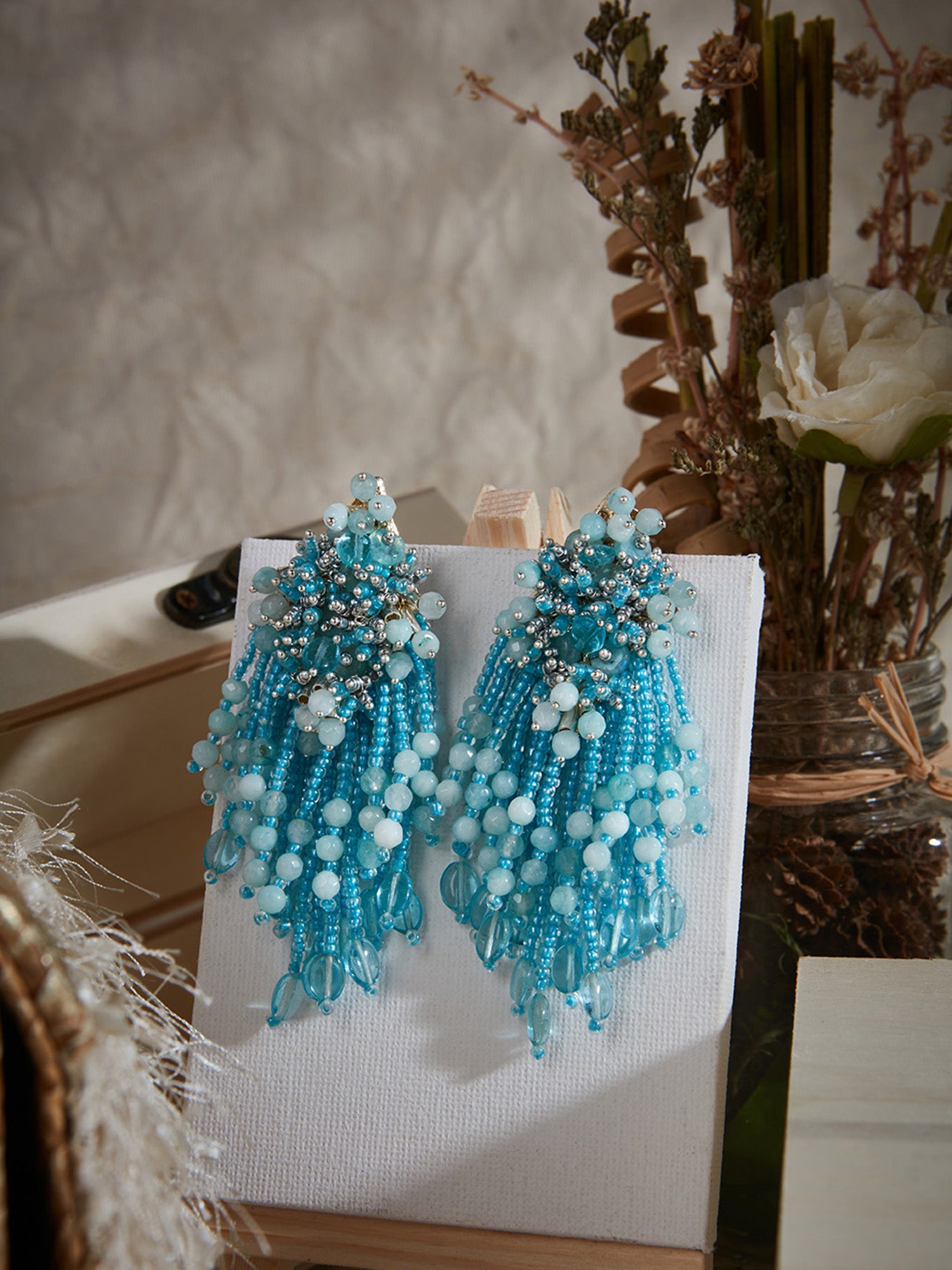 Amama,Sky Blue Contemporary Danglers For Statement Fashion