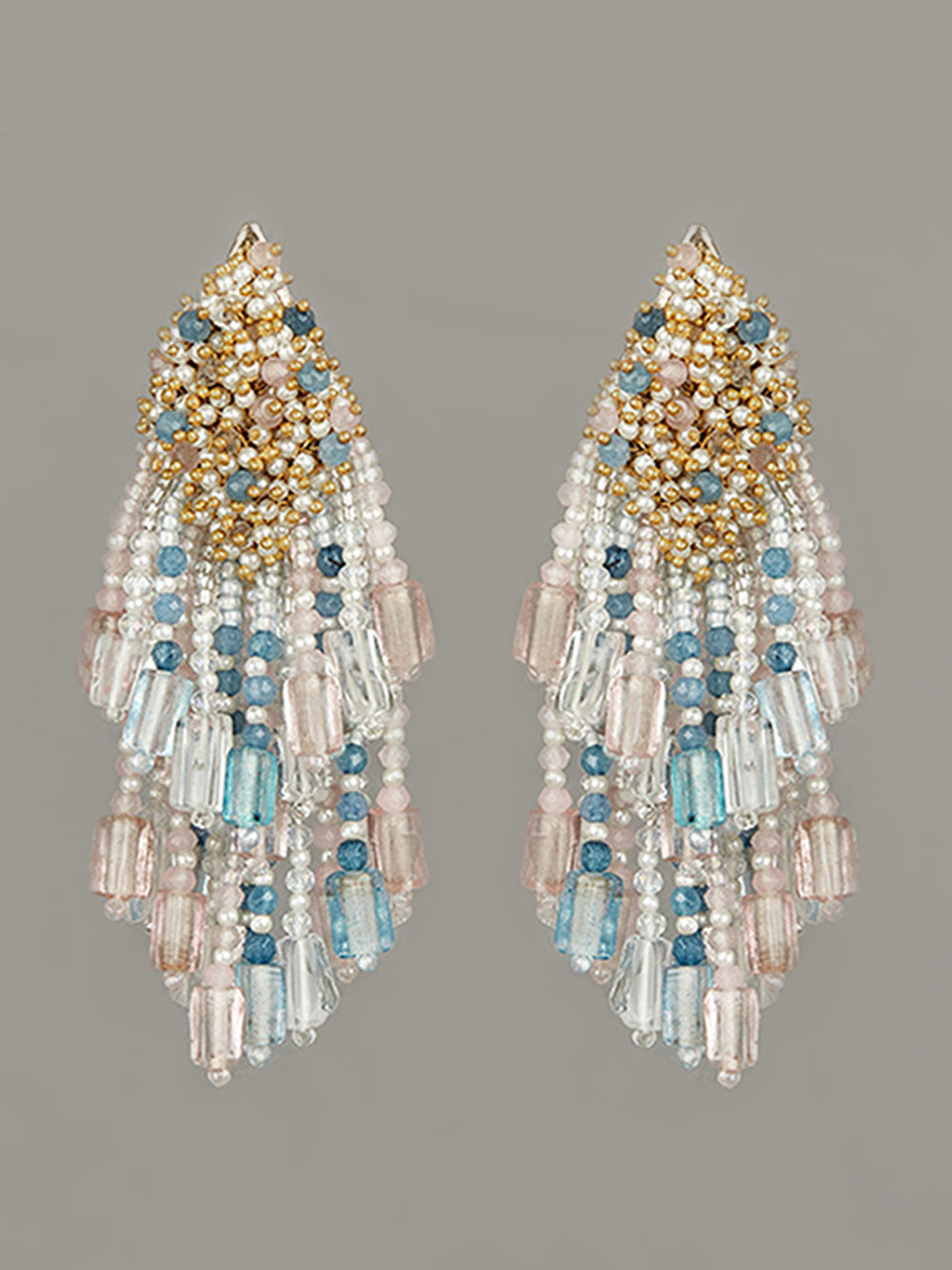Amama,Contemporary Multicolour Beaded Long Earrings