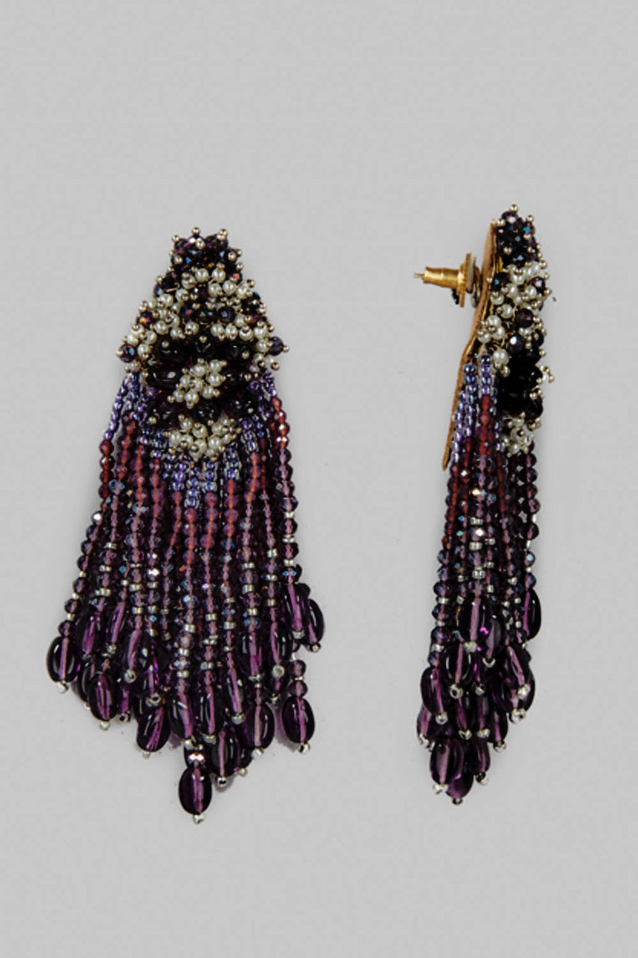 Anakia purple Beaded Crystal Dangling Earrings