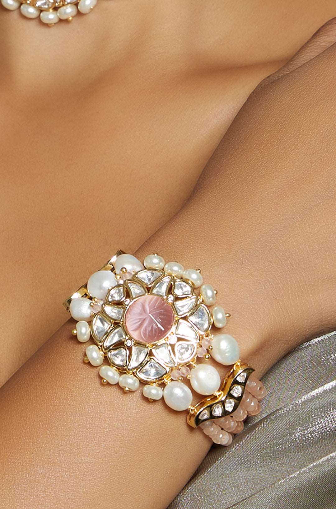 Amama,Alluring Pink & White Gold Bracelet