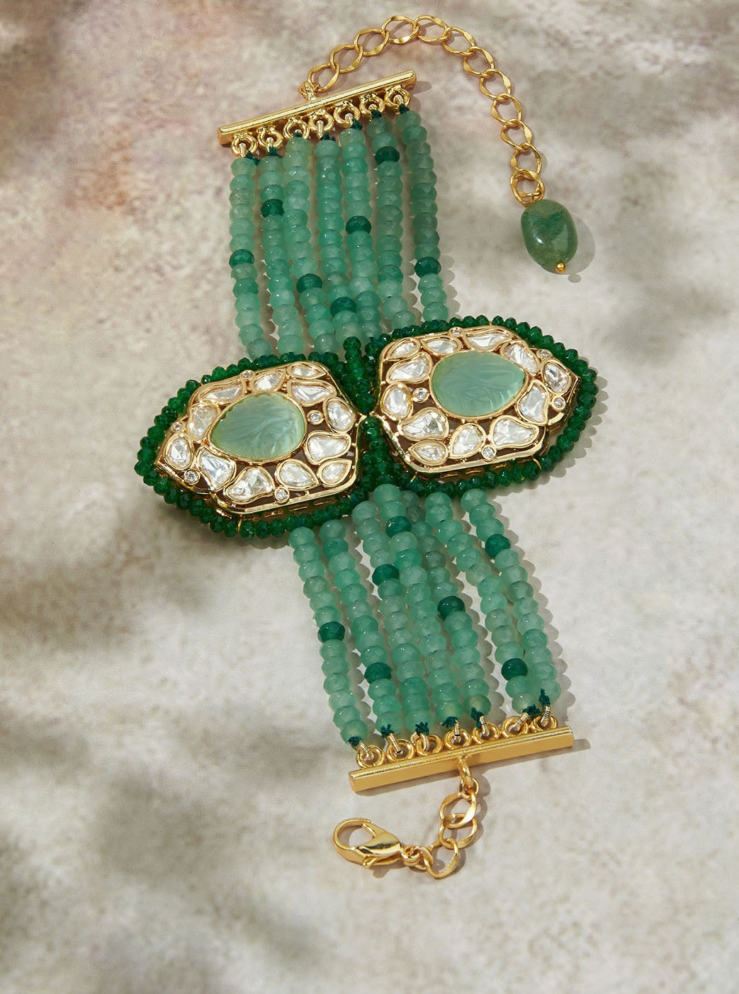 Amama,Multi Shaded Green Polki Bracelet