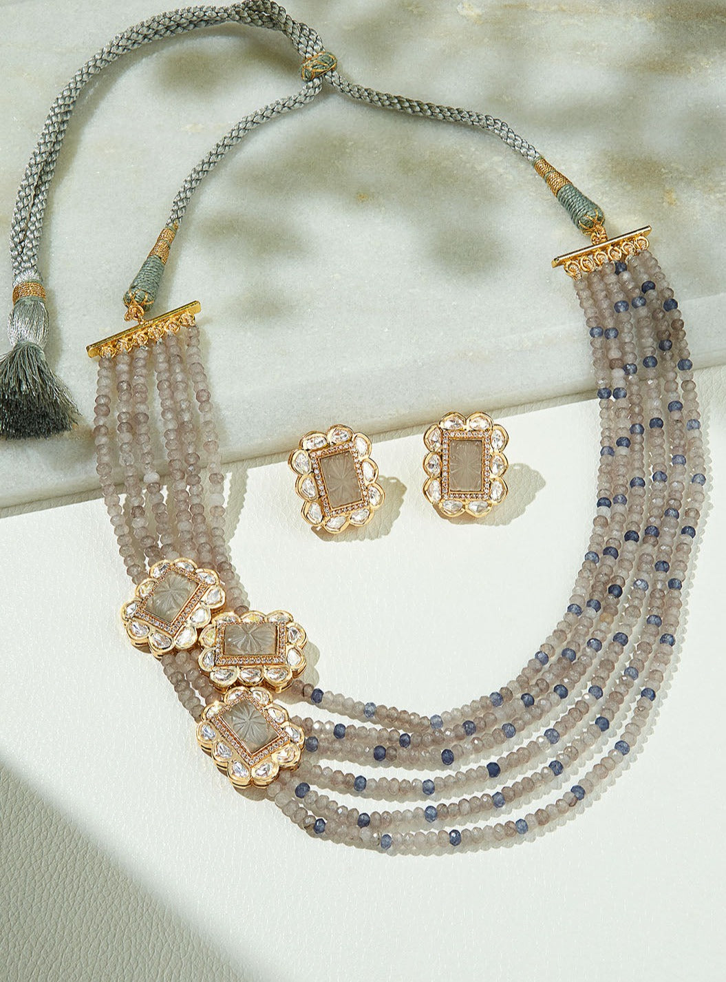 Amama,Layered Grey Necklace Set