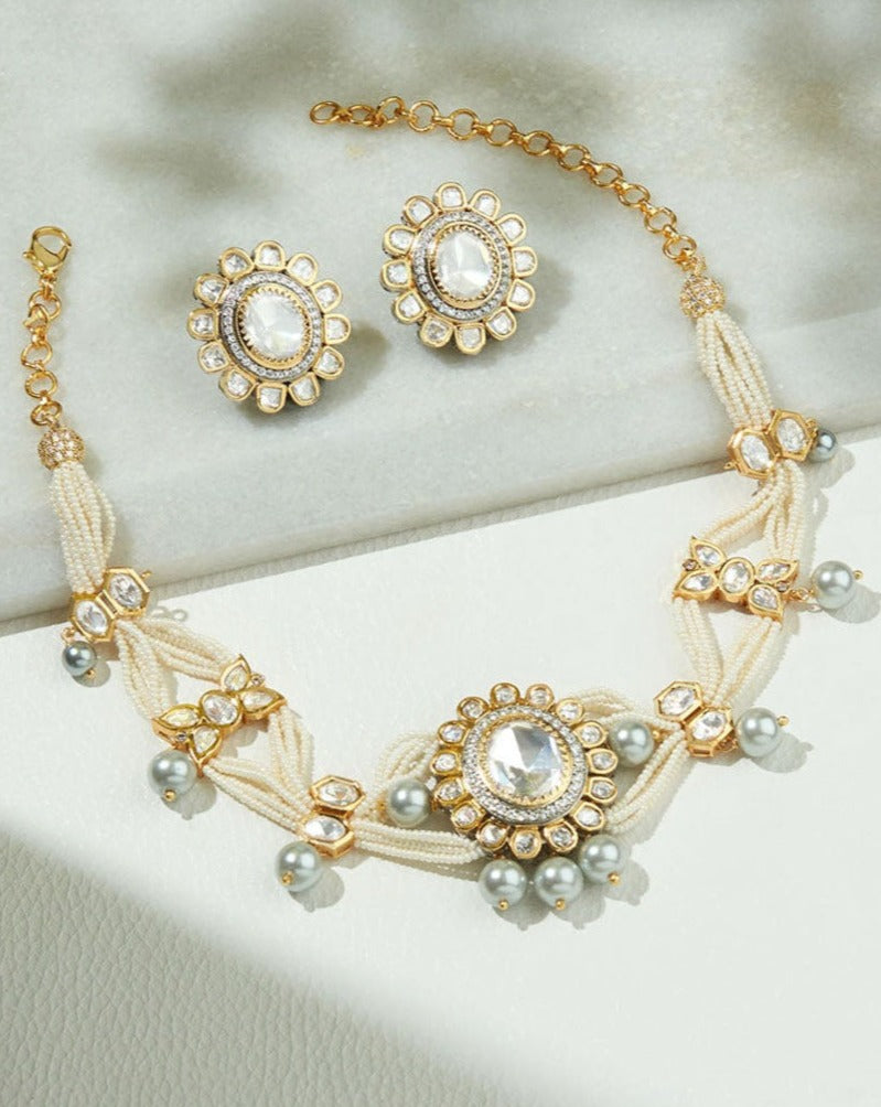 Classic Pearl Polki Set