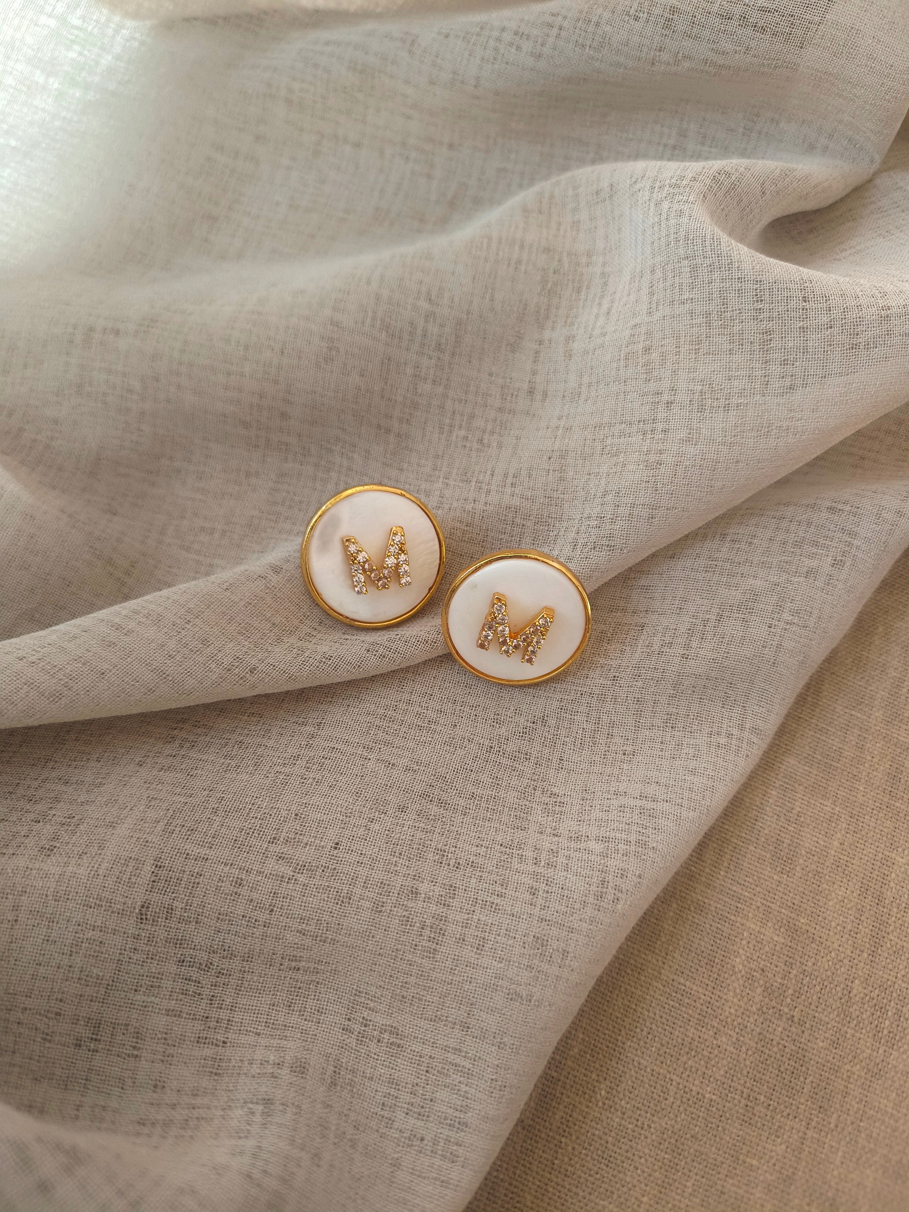 Amama,Mother of Pearl Initial Studs