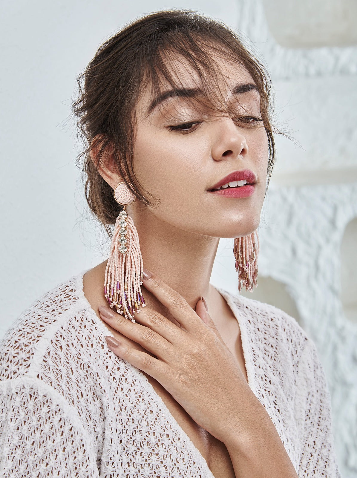 Amama,Resha Bead Earrings - Pink