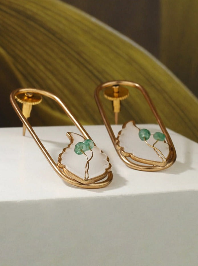 Amama,Jungle Chic Earring With Emerald