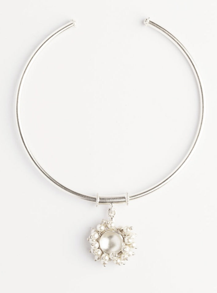 Amama,Pearl Silver Anklet