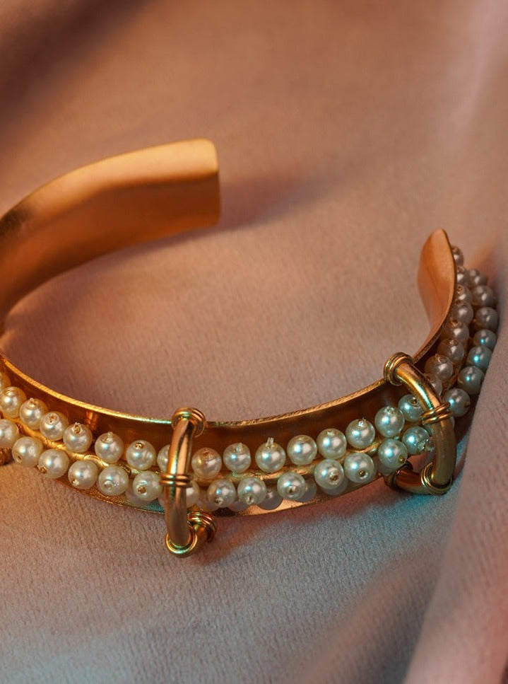 The Siren's Spell Gold Plated Pearl Cuff