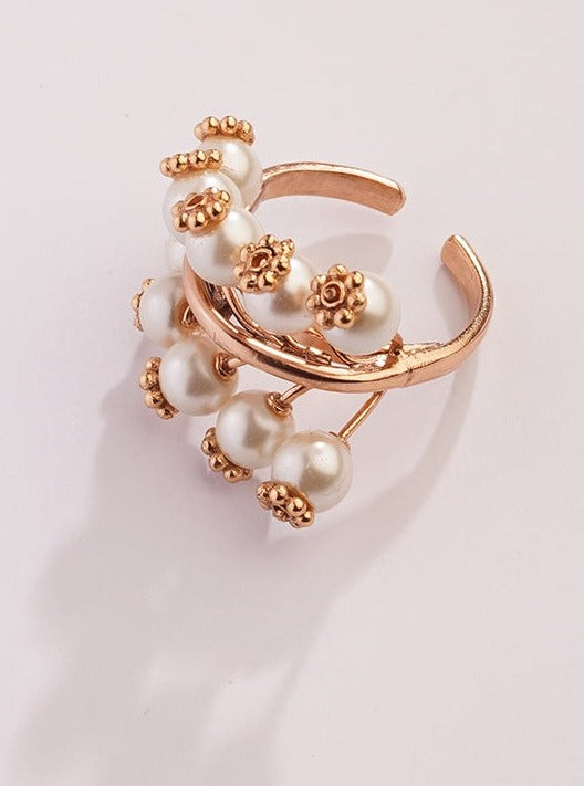 Amama,Pearl Ivy Gold Plated Tree Ring