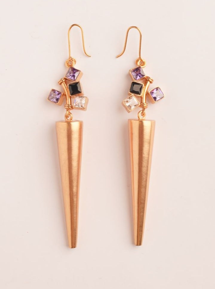 Amama,Twilight Sabre Gold Plated Spike Earrings
