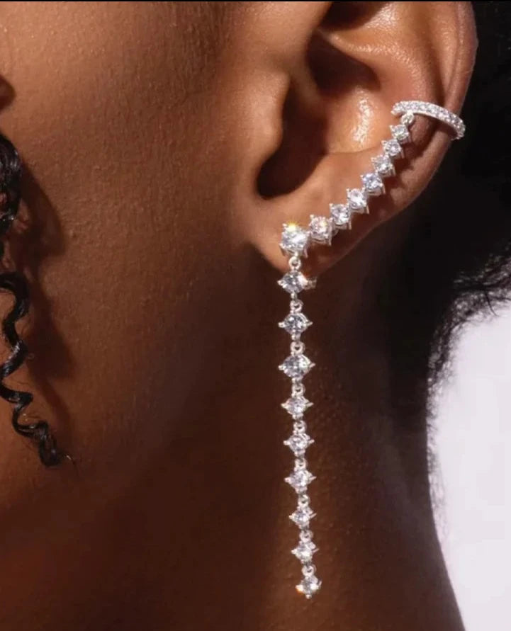 Amama,Silver Cuff Earrings
