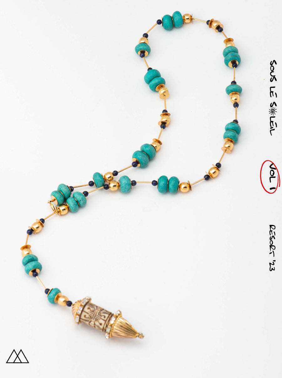 Turq Amulet Belt Necklace